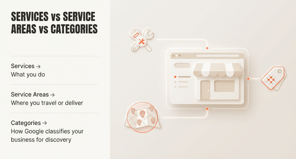 Services vs Service Areas vs Categories